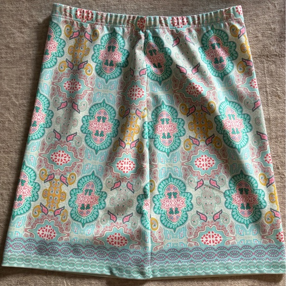Talbots Light Blue Paisley Floral Stretch Elastic Waist Skirt - Size Large - Picture 7 of 13